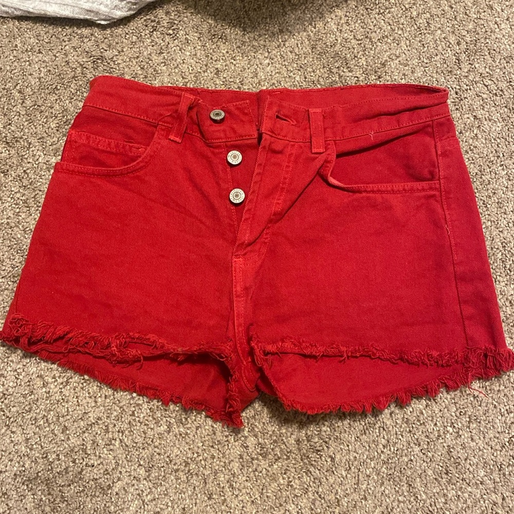 Brandy Melville red jean shorts